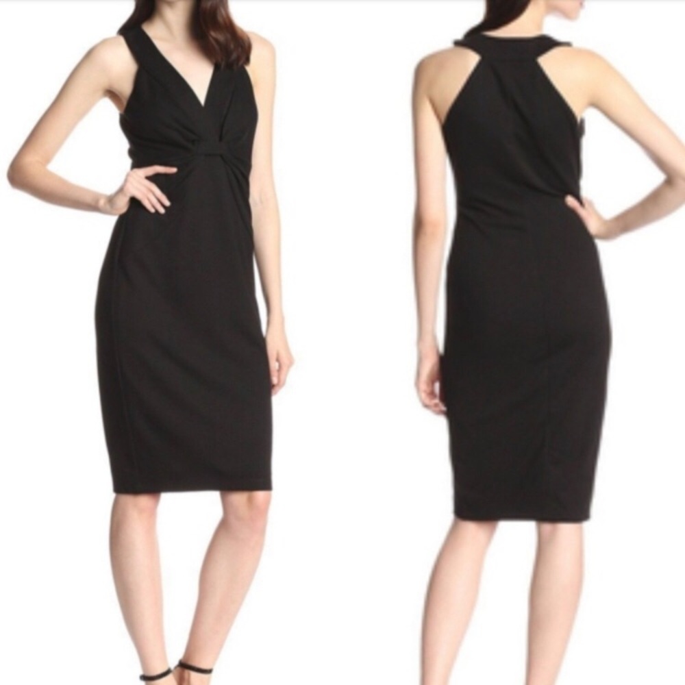 Bailey 44 Black Draped Front V-Neck Dress Size S